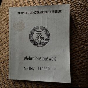 Unused Wehrdienstausweis from the German Democratic Republic (East Germany).